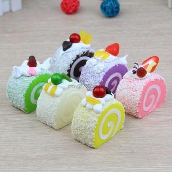 

6pcs Realistic Artificial Simulation Swiss Roll Cake Dessert Fake Food Model Photography Props Kitchen Home Decoration