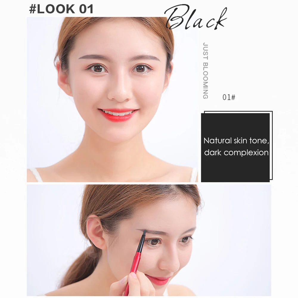 4 Colors Waterproof Natural Eyebrow Pen Soft Double-Headed Eye Brow Tint Lasting Easy To Wear Brown Grey Eyebrow Pencil TSLM2 - Цвет: 1