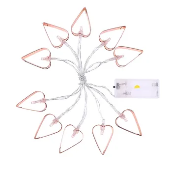 

NEWKBO Portable Modern Simple Originality Iron Hollowed-Out Shape 10 Bulbs Loving Heart Cell Case Decorative Lamp String