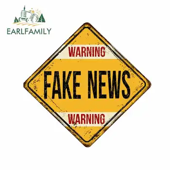 

EARLFAMILY 13cm x 12.8cm For Fake News Car Truck Decal Waterproof Car Stickers Vinyl Material Graffiti Occlusion Scratch Decor