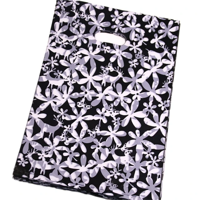 New Design Wholesale 100pcs/lot 25*35cm Large Sacchetti Caramelle With  Flower Black Plastic Bags Christmas - AliExpress