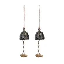 2 шт Карп узор ветер Спиннер ветер колокольчики металлические подвесные двери украшения Весенний фестиваль кулон колокольчики латунь колокольчик