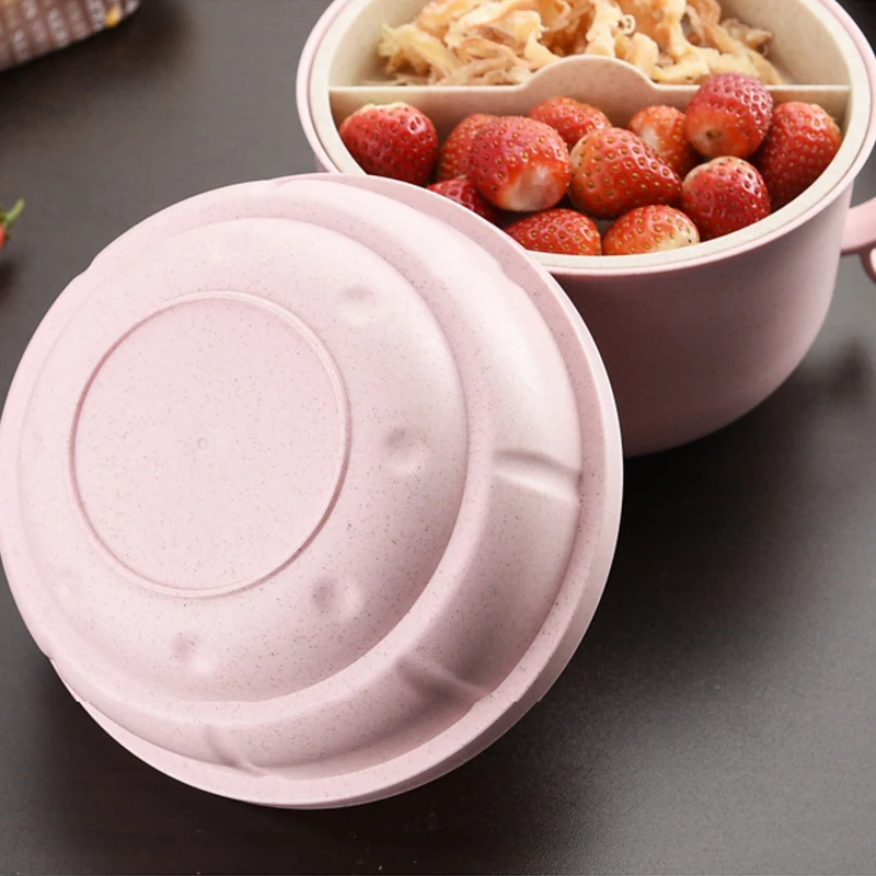 Lunch Box Thermal Wheat Straw Dinnerware Food Storage For Kids Picnic Office Workers School
