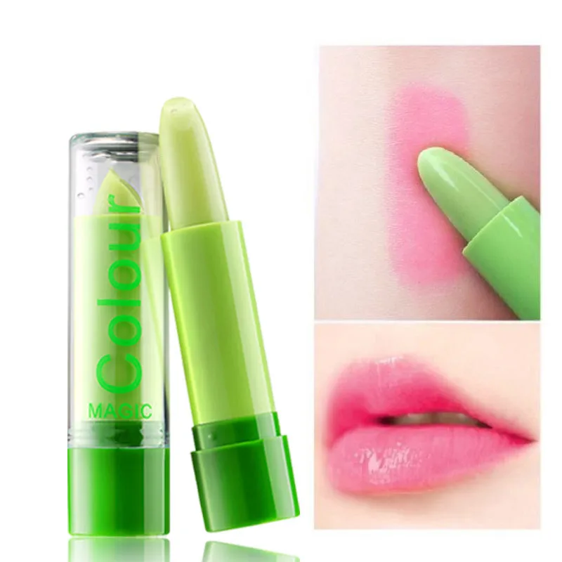 

1Pcs Aloe Natural High Moisture Lips Care Temperature Change Color Anti-aging Protection Magic Lip Balm Discolor Lipstick