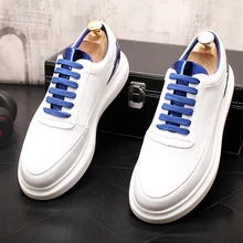 Мужская Повседневная модная кожаная обувь на шнурках белого цвета, мужские роскошные брендовые теннисные кроссовки masculino