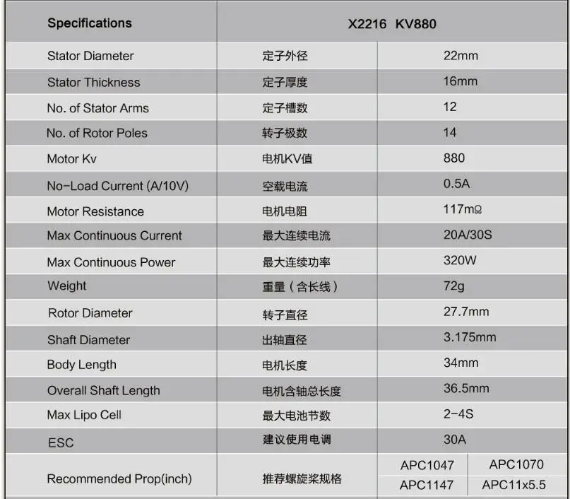 SunnySky X2216 880KV/1100KV/1250KV/1400KV II бесщеточный двигатель для радиоуправляемого дрона с длинной осью для моделей самолетов с фиксированным крылом