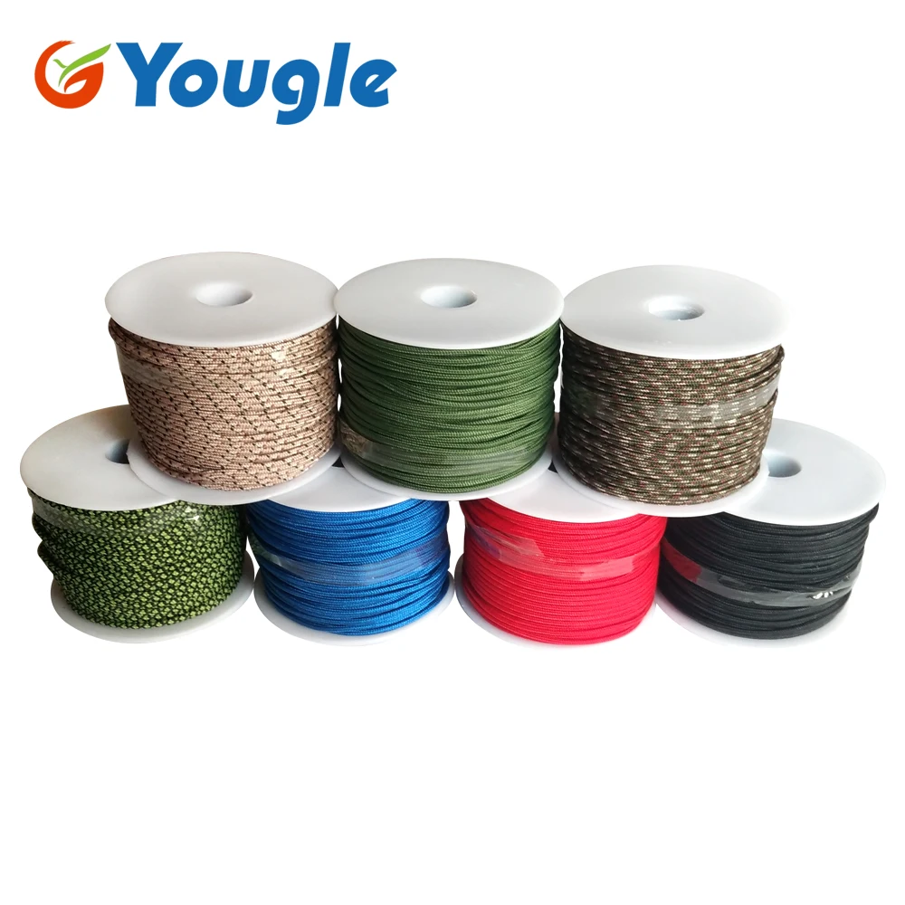 Паракорд YOUGLE 2 мм 3 нити фута 50 м парашютный шнур уличная походная веревка для