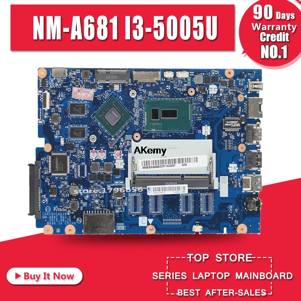 

Free shipping new 5B20K25385 for Lenovo 100-15IBD CG410/CG510 NM-A681 Laptop Motherboard with SR27G I3-5005U CPU 920M 1GB GPU