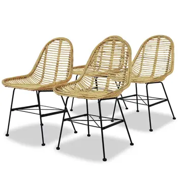 

vidaXL Dining Chairs 4 pcs Natural Rattan