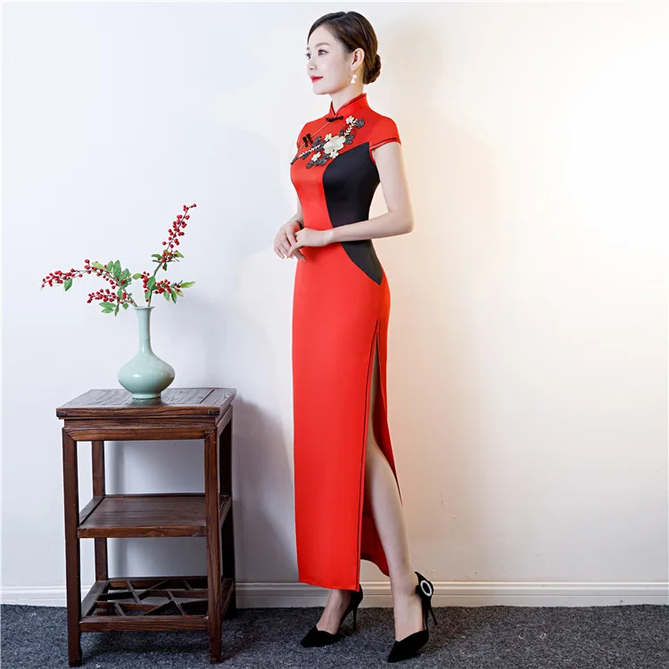 Модные вечерние Cheongsam Восточное вечернее платье в китайском стиле женское элегантное Qipao сексуальное длинное платье ретро Vestido размера плюс S-5XL