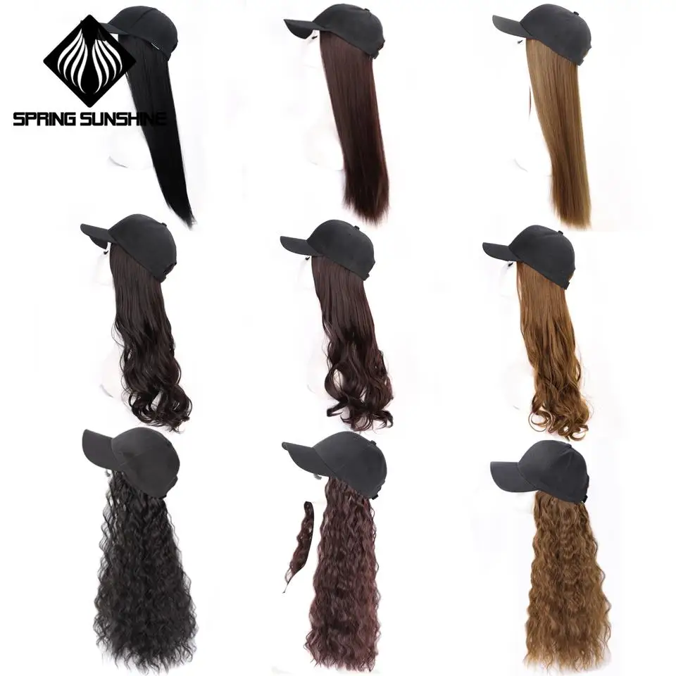 22 дюймовая длинная афро курчавая прямая бейсбольная кепка наращивание волос