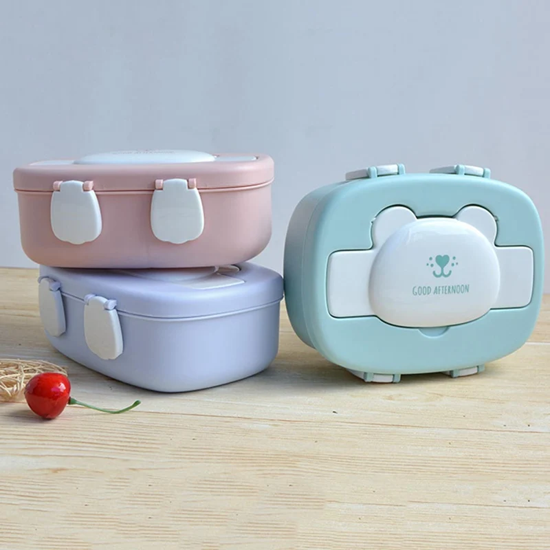 

Lovely Microwave Lunch Box With Spoon Food Storage Container Children Kids Portable Bento Box School Dinnerware New Arrival