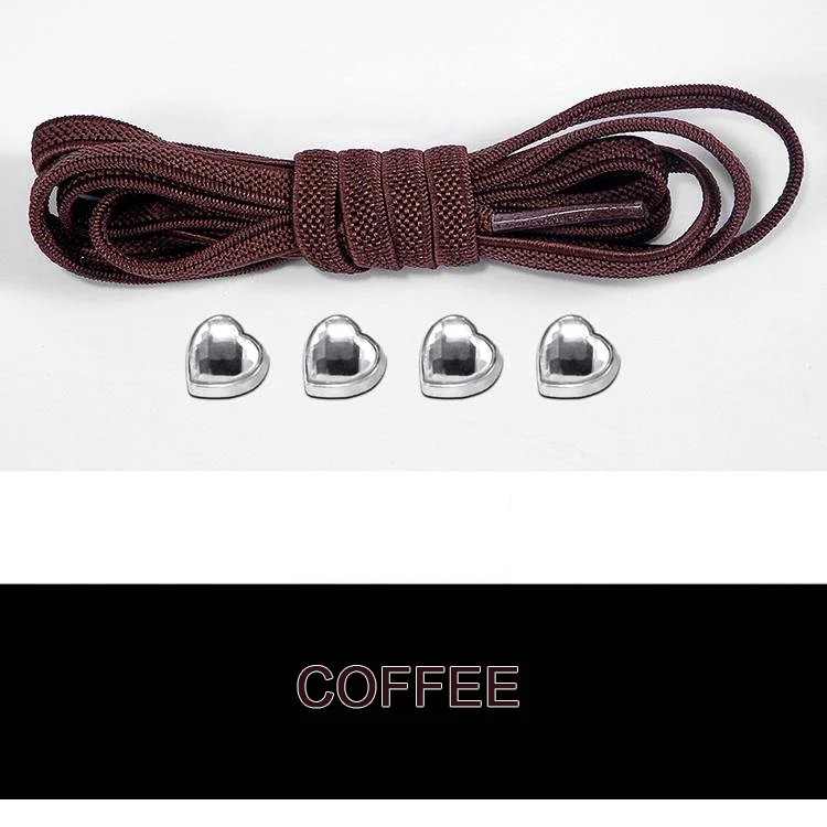 coffee Пара эластичных шнурков с металлической головкой, подходящих для взрослых и детей, универсальные шнурки для ленивых, многоцветные, опт - Цвет: coffee