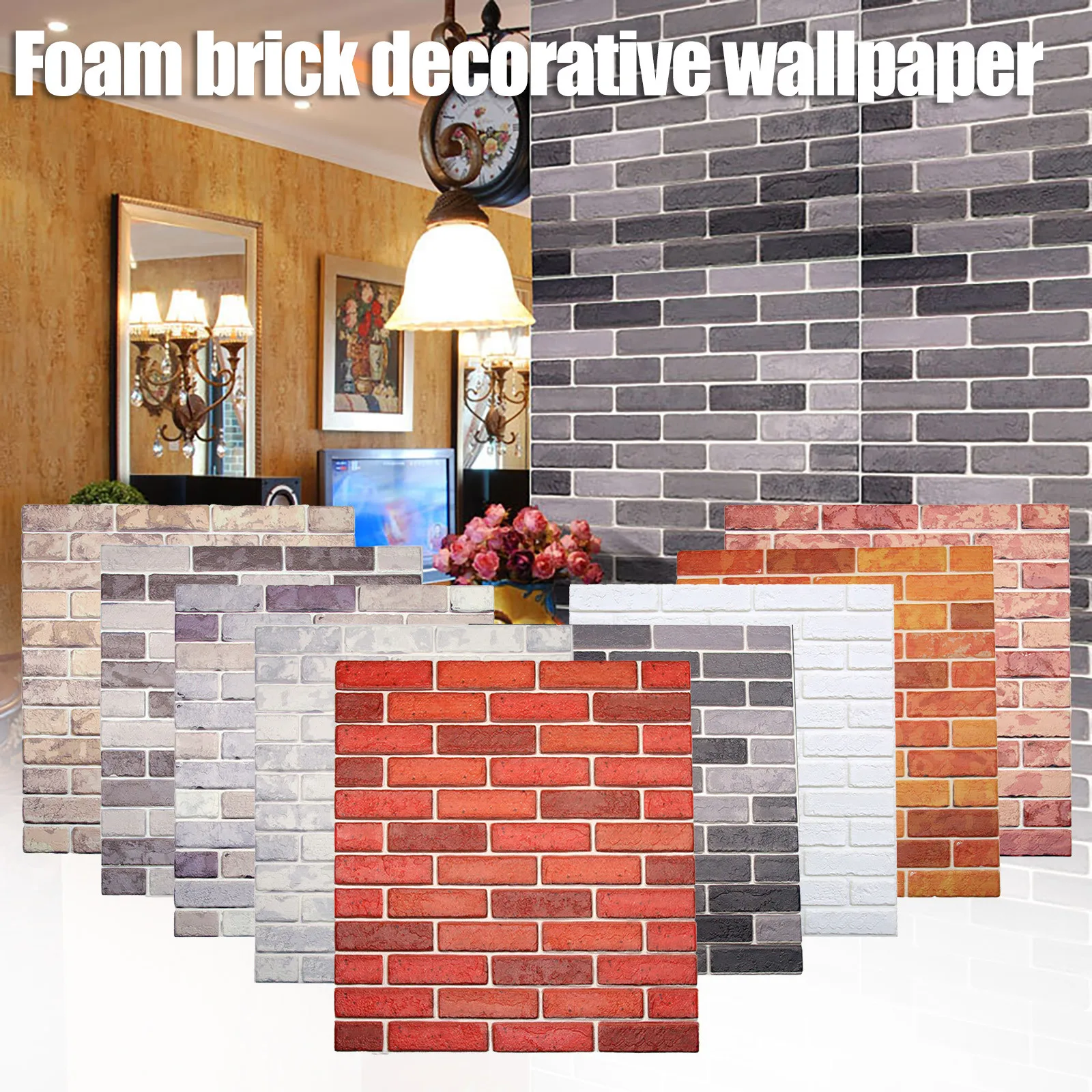 Eco-friendly Pvc Material Self-adhesive Wallpaper Pe Foam 3d Diy Wall Decor Mothproof Mildewproof And Waterproof Sticker#W | Дом и сад
