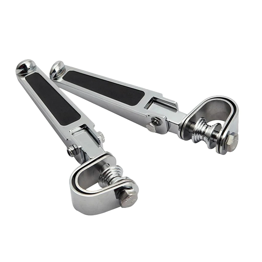 2pcs Silver Universal Motorcycle Foot Pegs Bracket Folding Engine Crash Bar