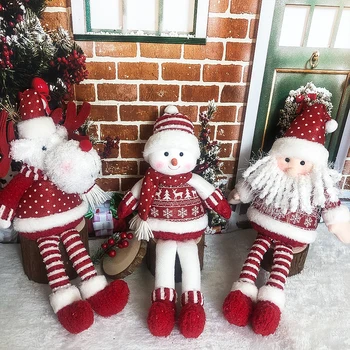 

Plush Stuffed Dolls Christmas Decoration Seated Toy Santa Claus Kids Children Gift Birthday New Year Home Tabletop Ornaments