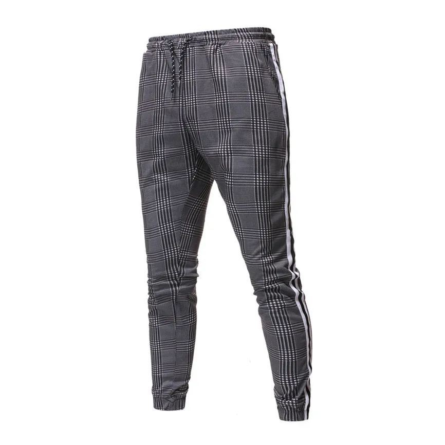 Повседневные мужские брюки, мужские Длинные повседневные спортивные брюки, облегающие клетчатые брюки, беговые джоггеры, спортивные штаны, Pantalones Hombre