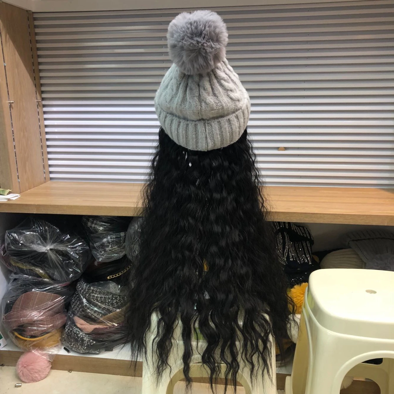 ZJBECHAHMU, шапка, модная, зимняя, теплая, шерсть, помпоны, парик, Skullies Beanies, шапки для женщин, шапки для девочек, шапка, фирменная, новая, толстая, женская шапка