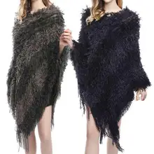 HOTWomen suéter con borlas peludas para otoño e invierno, chal de punto holgado para uso diario, 40%