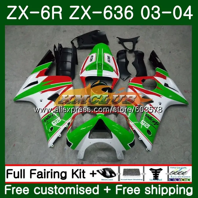 Средства ухода за кожей для KAWASAKI NINJA ZX600 ZX-636 ZX-6R 2003 2004 зеленого и белого цветов 34CL. 96 ZX 636 6 R 600CC ZX6R 03 04 ZX636 ZX 6R 03 04 обтекатель - Цвет: No. 1