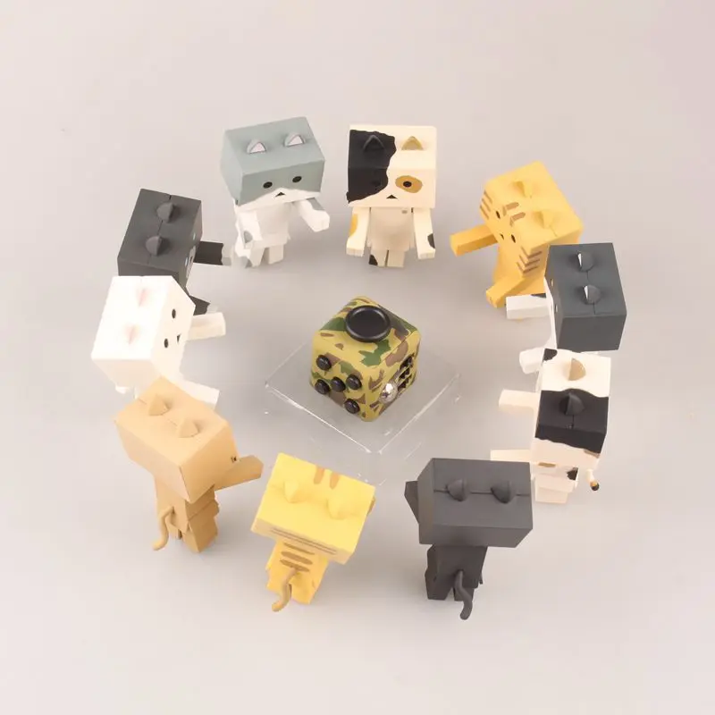 

Qian zhi lian Cute 10-Cat Paper Box People Danboard Four-Leaf Sister Cat Danboard Capsule Toy