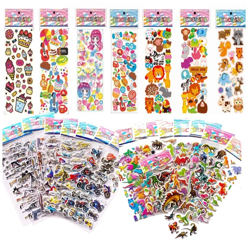 3D Kids Stickers 40 Different Sheets Puffy Bulk for Girl Boy Gift Scrapbooking Animals Cartoon Early Education DIY Toys | Игрушки и