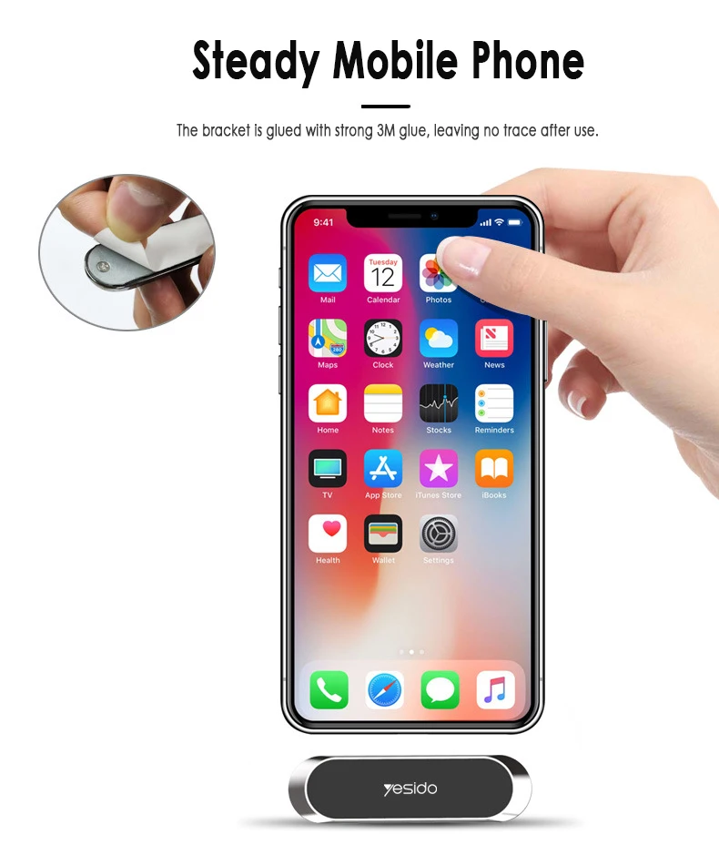 Yesido мини полоса форма Магнитная автомобильная подставка для телефона для iPhone samsung Xiaomi настенный металлический магнит gps автомобильное крепление приборной панели