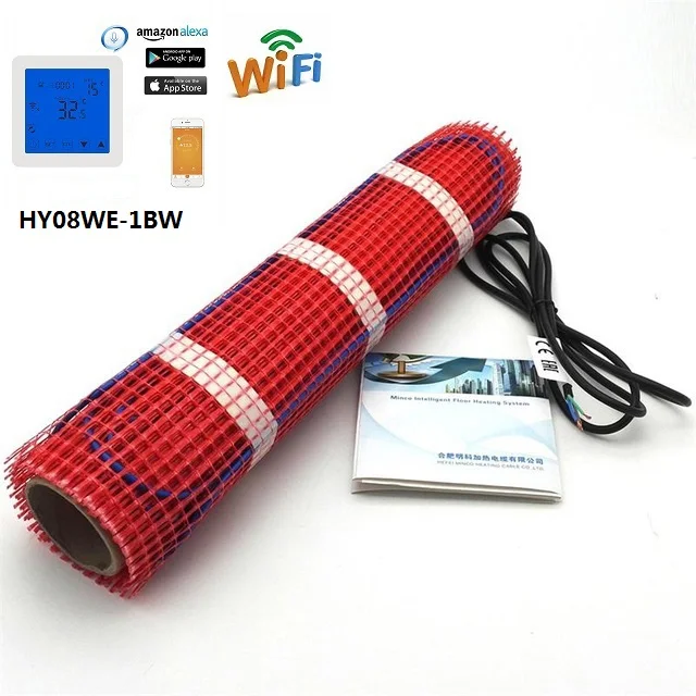 MINCO HEAT 1~ 5m2 подпольный Нагревательный мат 220V 150 w/m2 комнатный нагреватель(выбор Wi-Fi термостата - Цвет: with HY08WE-1B Wifi
