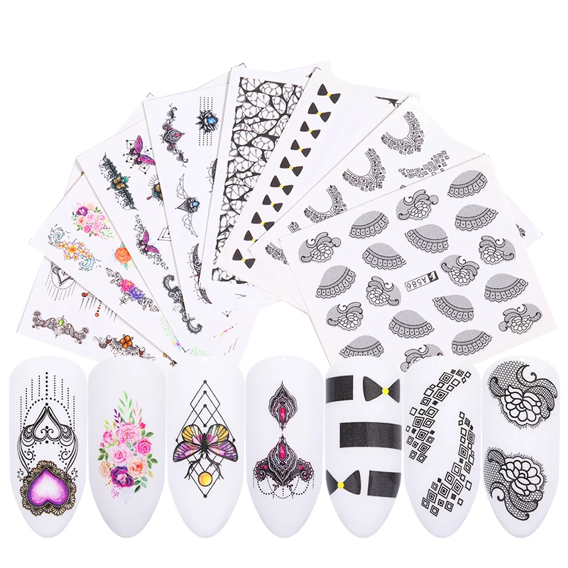 

1 Sheet Necklace Pattern Simple Stripe Nail Art Water Decals Nail Manicure Transfer Stickers Nail Tips DIY Decorations