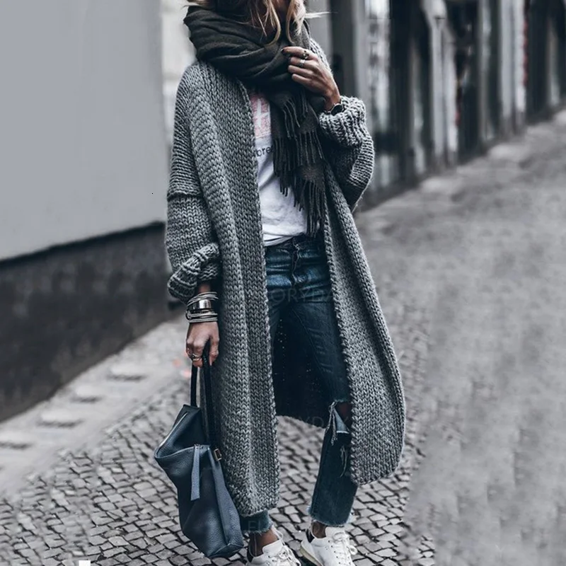 DEAT, темно-серый, длинный рукав, Толстая линия, вязанный, свободный, плюс размер, женский свитер, кардиган, куртка, Повседневная мода, зимнее пальто, новинка, TD223