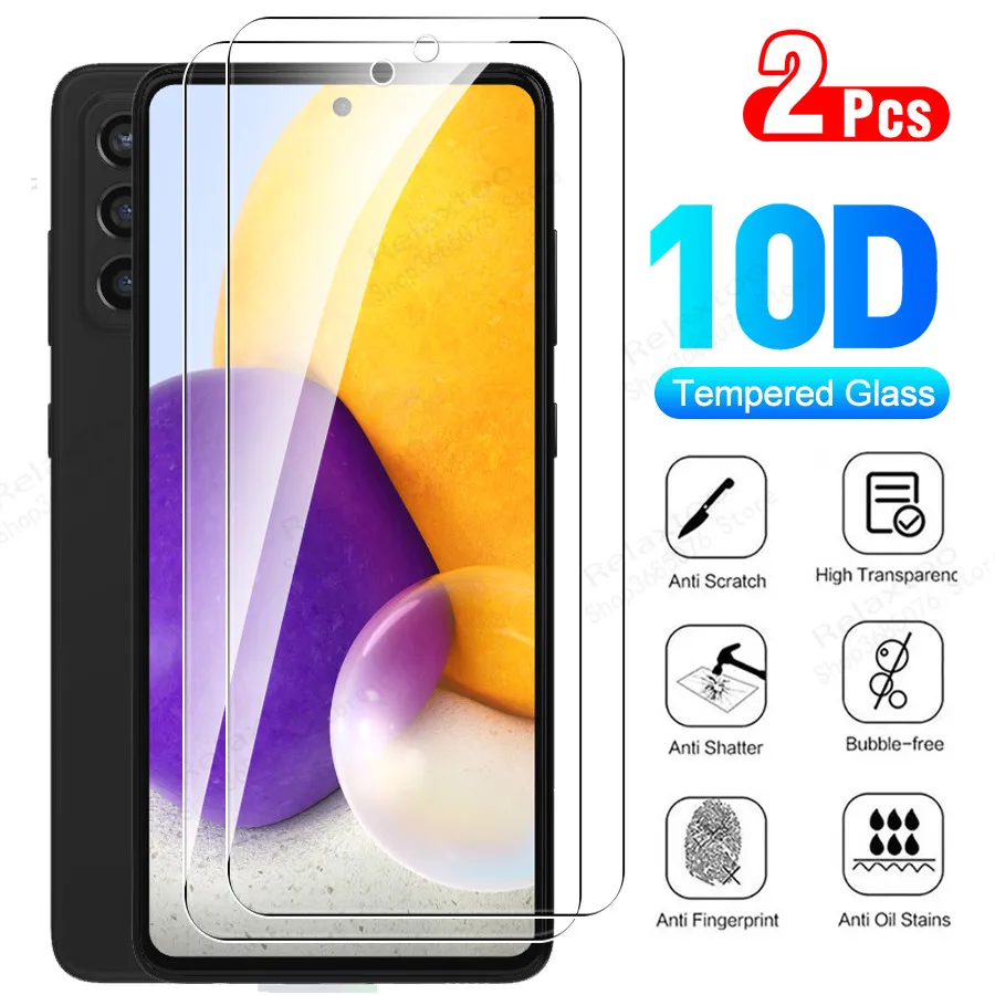 

2PCS 6.7" Glas For Samsung Galaxy A72 Tempered Glass Screen Protector samsun a72 a 72 72a Protector Phone Protective Film Cover
