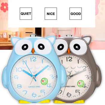 

Portable Cute Mini Cartoon Owl Alarm Clock Round Number Bell Creative Table Digital Luminous Clock Home Decor