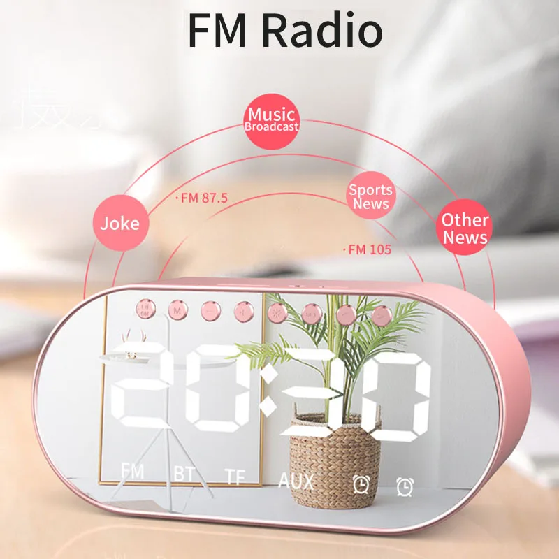 Беспроводной bluetooth будильник динамик светодиодный цифровой двойной сабвуфер FM радио бас часы с динамиком часы Wakeup офис спальня