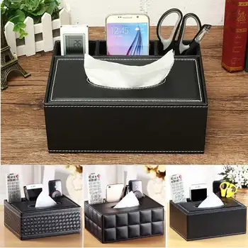 

Creative Leather Tissue Box Multi-purpose Home Living Room Desktop Remote Control Storage Box Paper Napkin Box