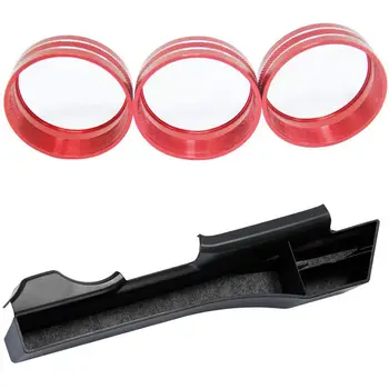 

3Pcs Metal Air Switch Ring Control Button Trim Cover & 1pcs Console Pocket Organizer Space Filler Storage Box Tray