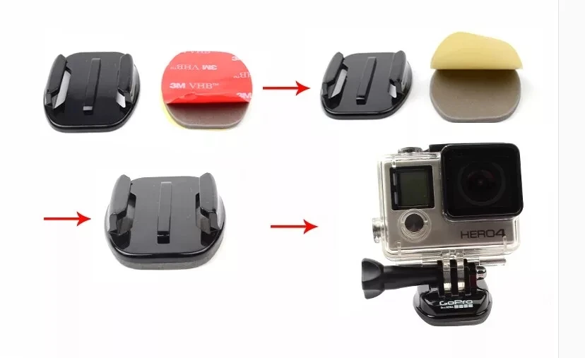 Плоский изогнутый базовый держатель и клейкие наклейки крепление для GoPro Hero 8 7 5 4 3