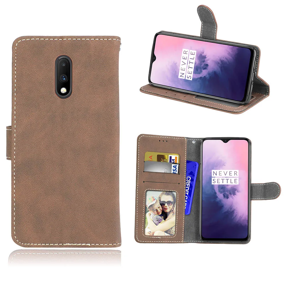 Sale 100pcs/lot Vintage Scrub 3 card flip wallet leather cover case for One plus 5 5T 6 7 7 Pro Oneplus 5 5 T 6 7 7 Pro shell 32