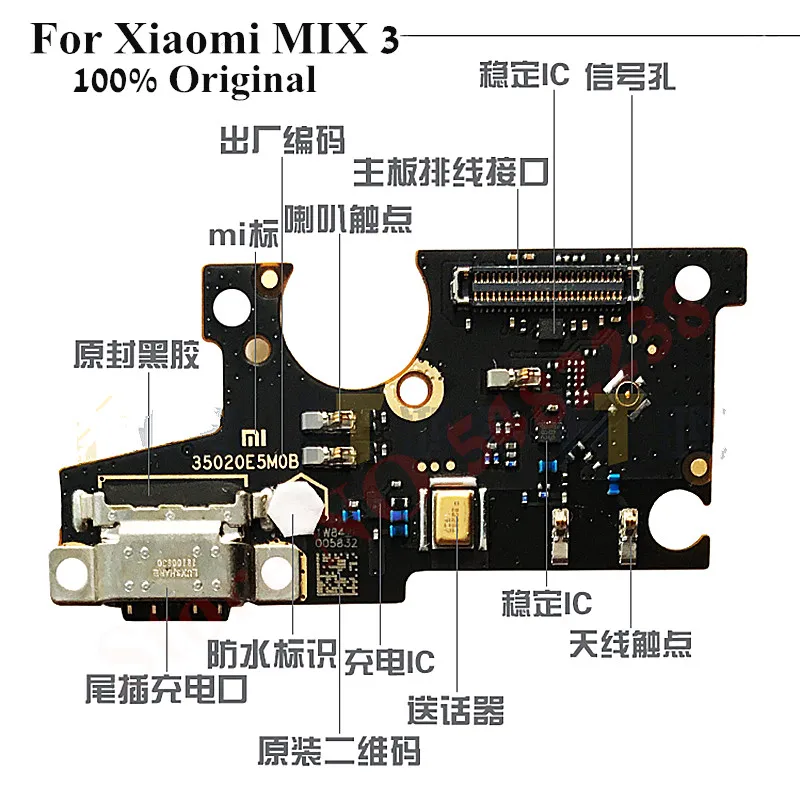 

Original USB Charging Dock Port Flex cable For Xiaomi MIX 3 mi mix3 Charger plug board with Microphone Replacement parts