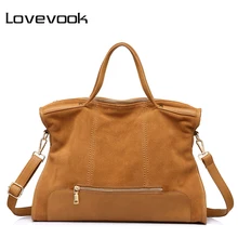 Женская большая сумка с короткими ручками Lovevook, из PU кожи и сплита кожи, сумка на плечо цвета хаки для путешествия и работы, повседневные сумки через плечо со съемным длинным плечевым ремнем