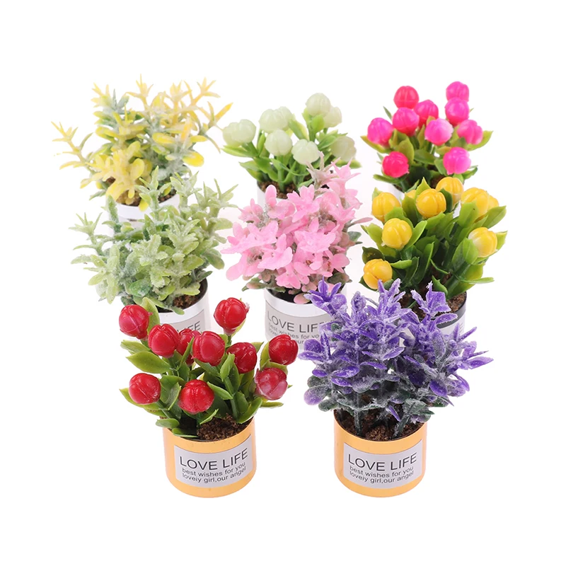 

1Pc 1:12 Dollhouse Mini Iron Potted Plant Pot Lavender Plant Home Wedding Garden Decor Dollhouse Collection Kids' Toys
