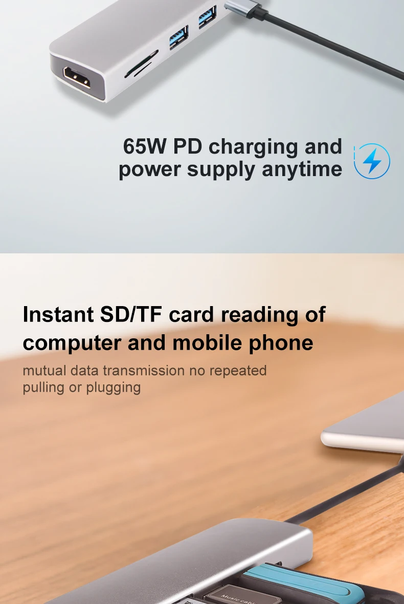 Док-станция USB C к HDMI USB 3,0 концентратор SD TF PD док-станция для MacBook Pro Dell hp lenovo type C док-станция для ноутбука