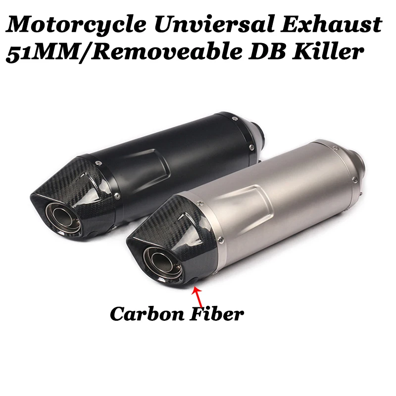 Inlet 51mm Motorcycle Exhaust Escape Moto Universal Modified Muffler DB Killer For Ninjia 400 TMAX 530 ATV ADV CBR300 R1 K6 NMAX