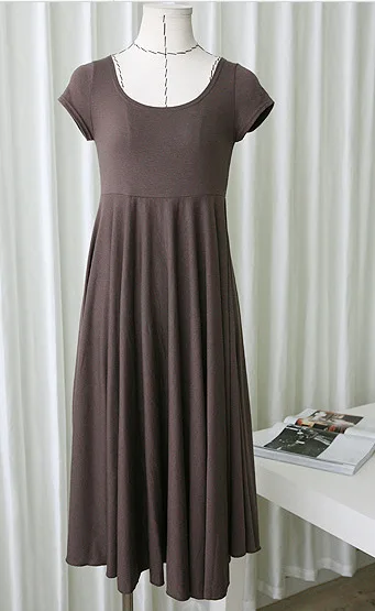 Dark brown Мэгги Уокер летняя одежда для беременных женщин удобная одежда для беременных большой размер свободное платье однотонное Элегантное повседневное платье - Цвет: Dark brown