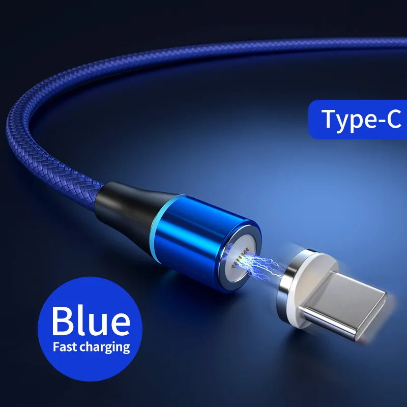 Blue For Type-C OneVan магнитное зарядное устройство 3,0 A Usb кабель для быстрой зарядки Micro Usb type C кабель Lightning для iPhone 7 Xr Xiaomi samsung Phone - Цвет: Blue For Type-C