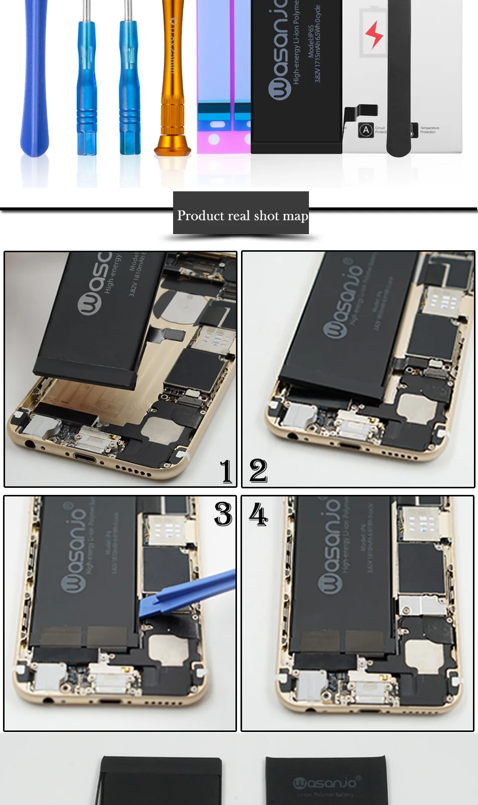 Васанджо батарея мобильного телефона для Apple iPhone 6S 6GS набор батареек 1715mah с инструкциями инструменты Розничная упаковка