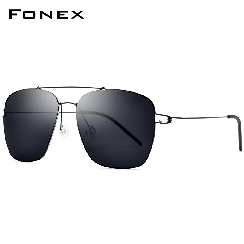 

FONEX Polarized Sunglasses Men Ultralight 2019 Brand Design Mirror Alloy Oversize Square Sun Glasses for Men Screwless Eyewear