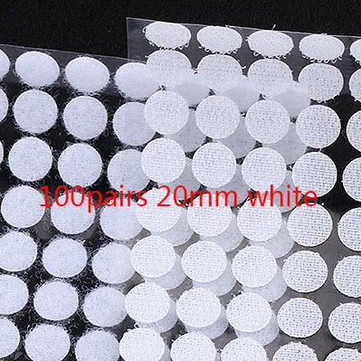 20mm white 100 pair Velcros клейкая лента 10-30 мм самоклеящаяся лента крюк-петля нейлон Magic Boob лента наклейка для домашнего использования сильный клей 100 пар - Цвет: 20mm white 100 pair