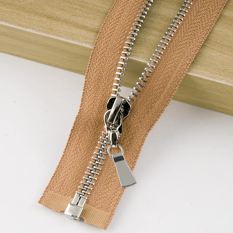 SilverCamel Meetee 1 шт. 85 см 5# металлическая молния открытый конец самофиксирующийся пуховик пальто застежка-молния DIY пошив костюма аксессуары для ремонта одежды ZA010 - Цвет: SilverCamel