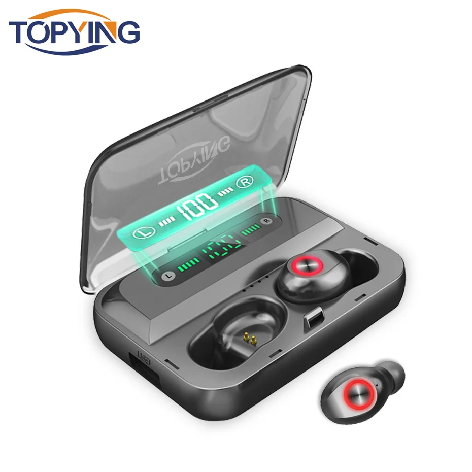 

F9 TWS Bluetooth Earphones V5.0 Wireless Headphone HIFI Earbuds Stereo Bass headset With MIC 1500mAh Rechargeable mobile phone