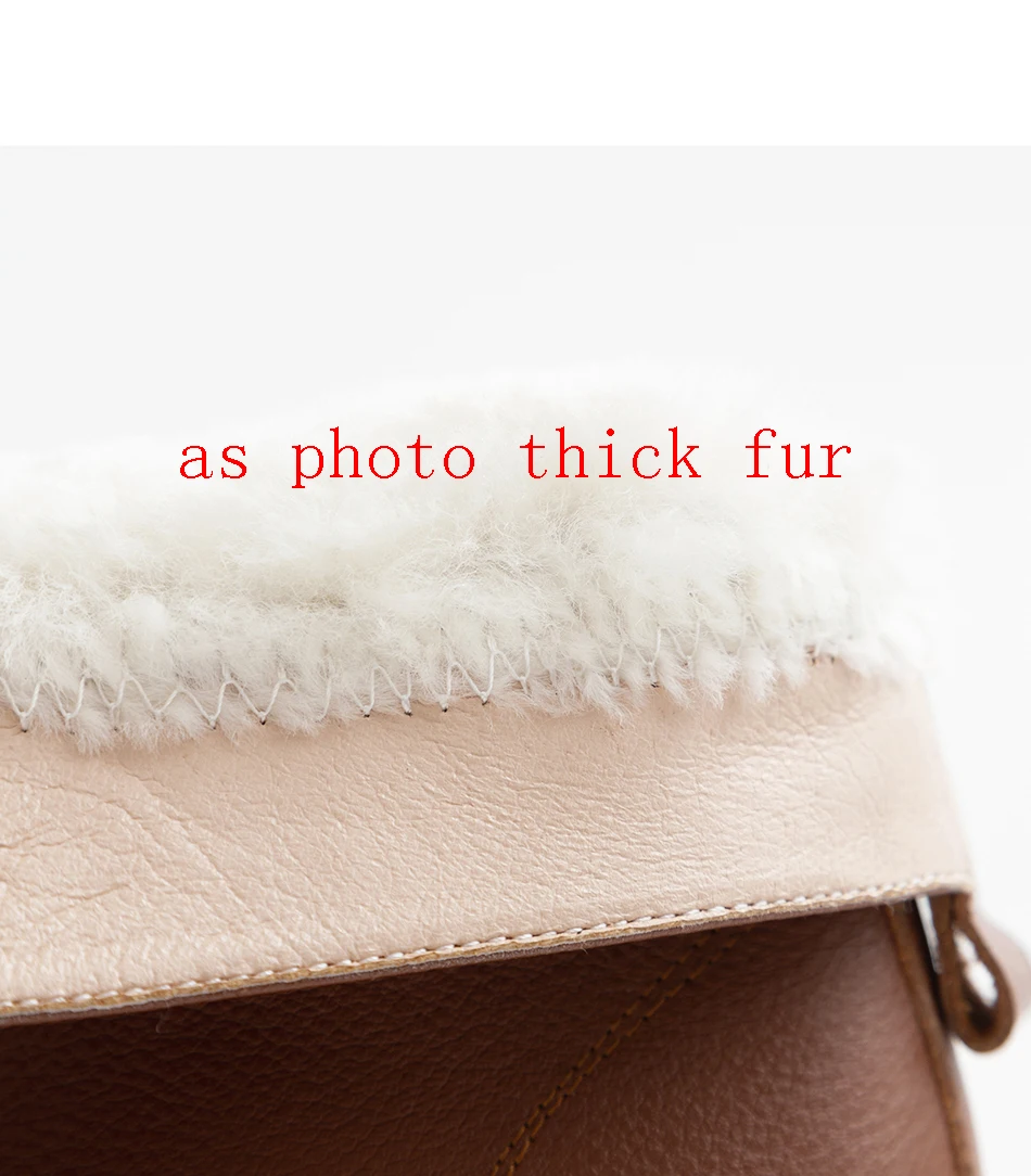 Plus Size 34-43 Warm Boots Winter Fur Genuine Leather Casual Comfortable Flats Martin Boots for Women Fashion Snow Boots Shoes